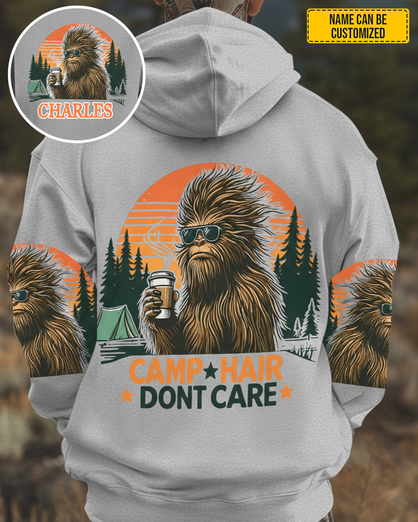 Camp Hair, Don’t Care – Personalized Bigfoot All Over Print Shirt