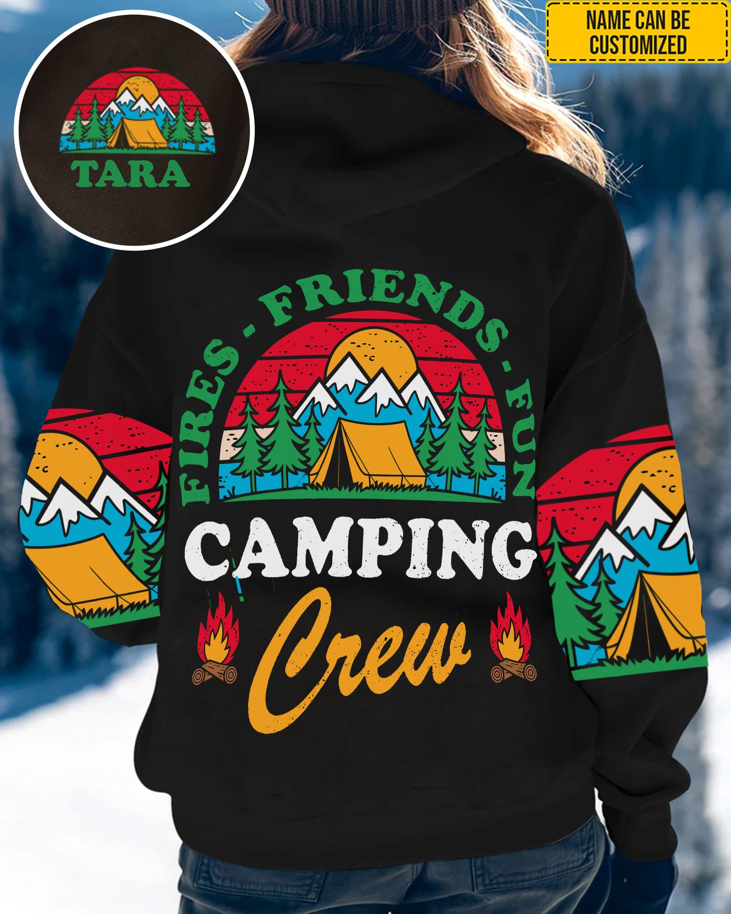 Fires, Friends, Fun Camping Crew – Personalized Camping All Over Print Shirt