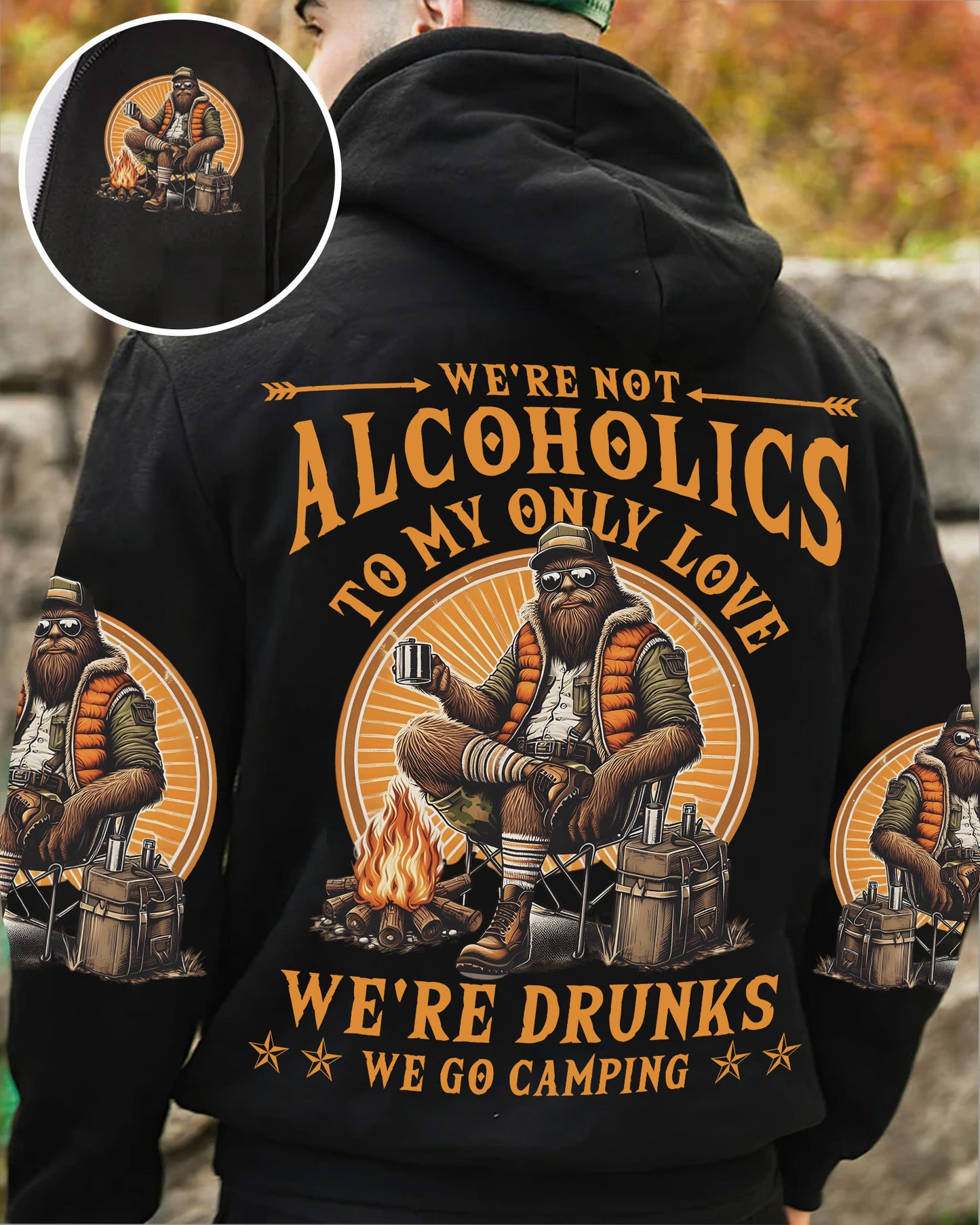 Not Alcoholics, Just Campers – Personalized Bigfoot All Over Print Shirt