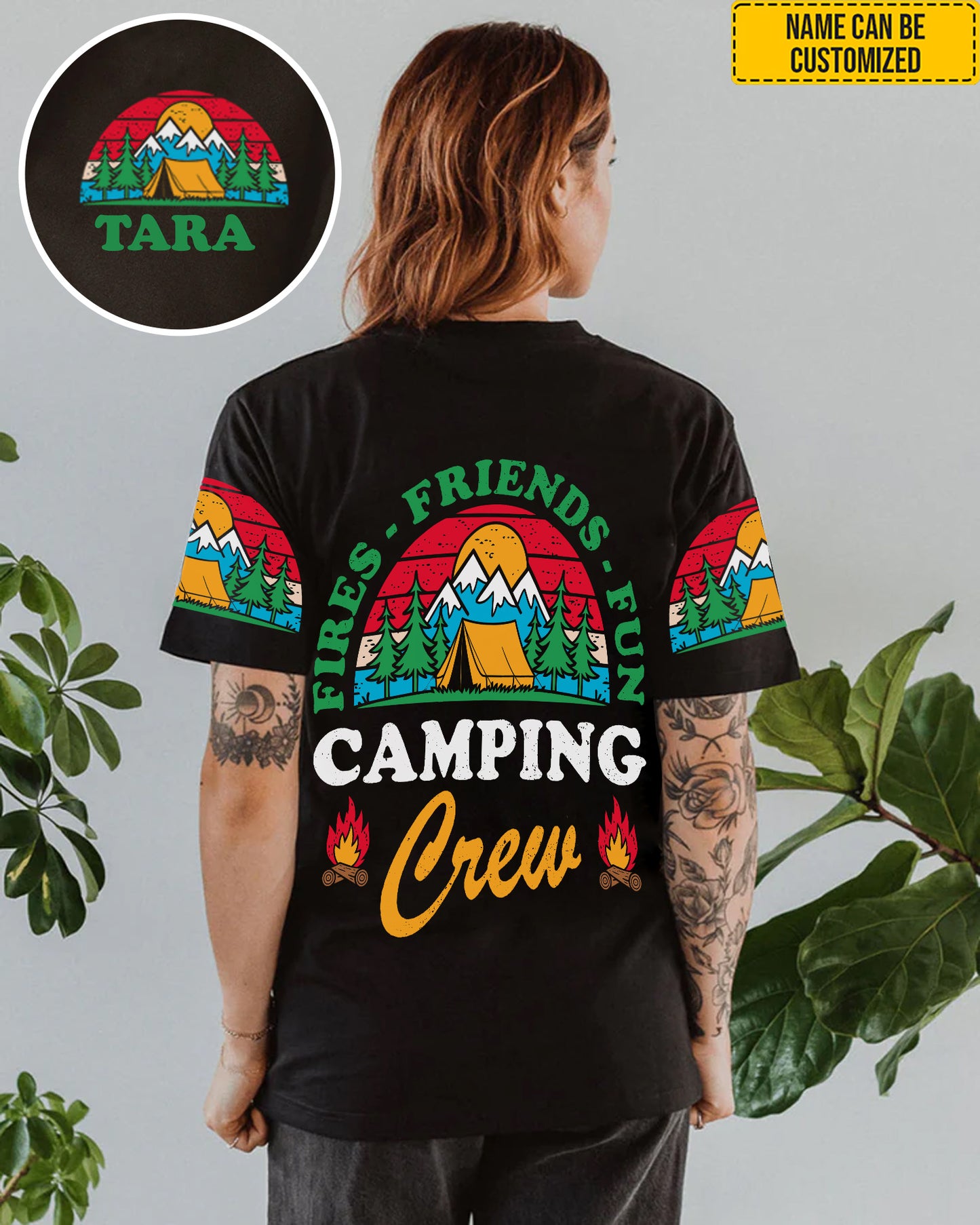Fires, Friends, Fun Camping Crew – Personalized Camping All Over Print Shirt