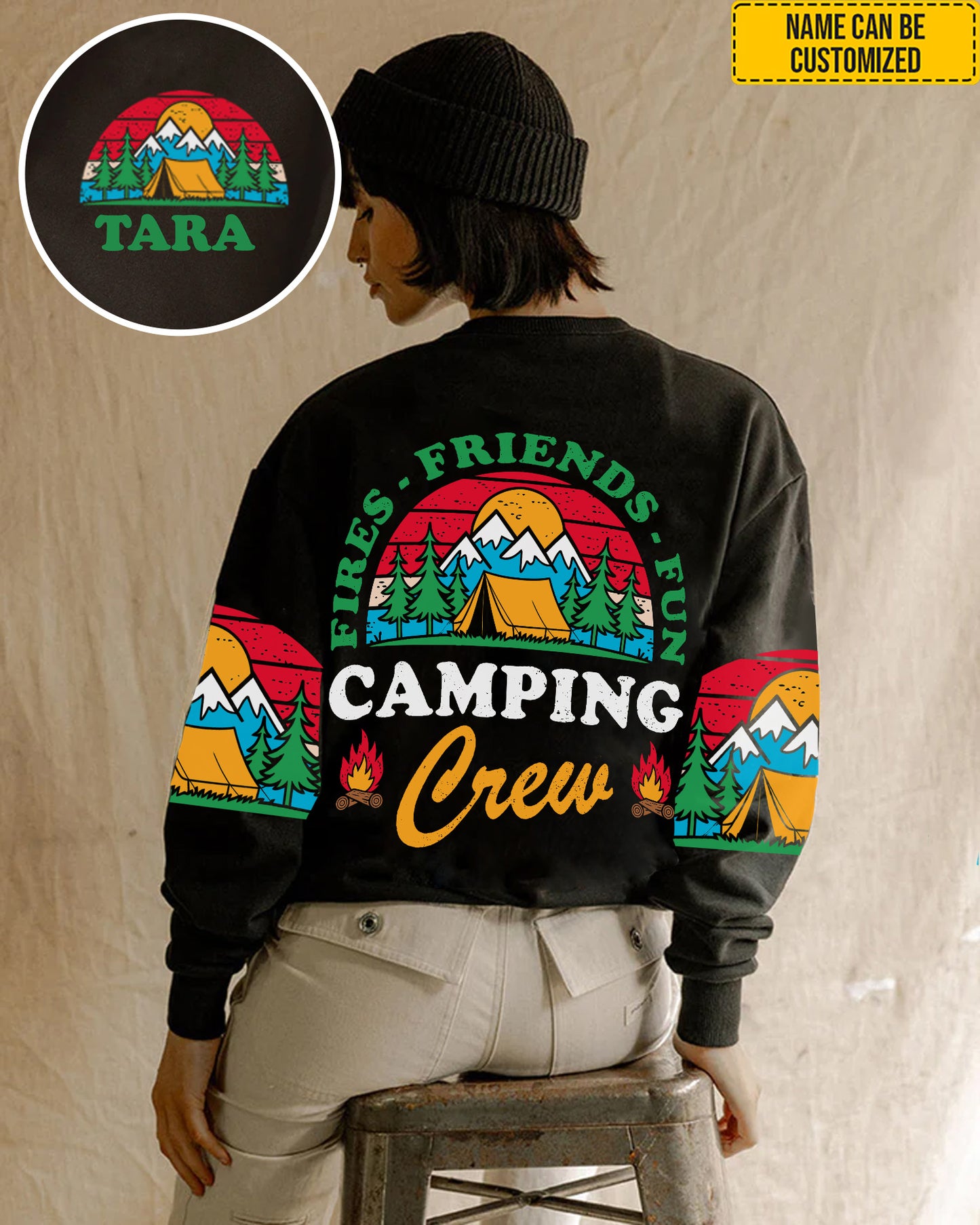 Fires, Friends, Fun Camping Crew – Personalized Camping All Over Print Shirt