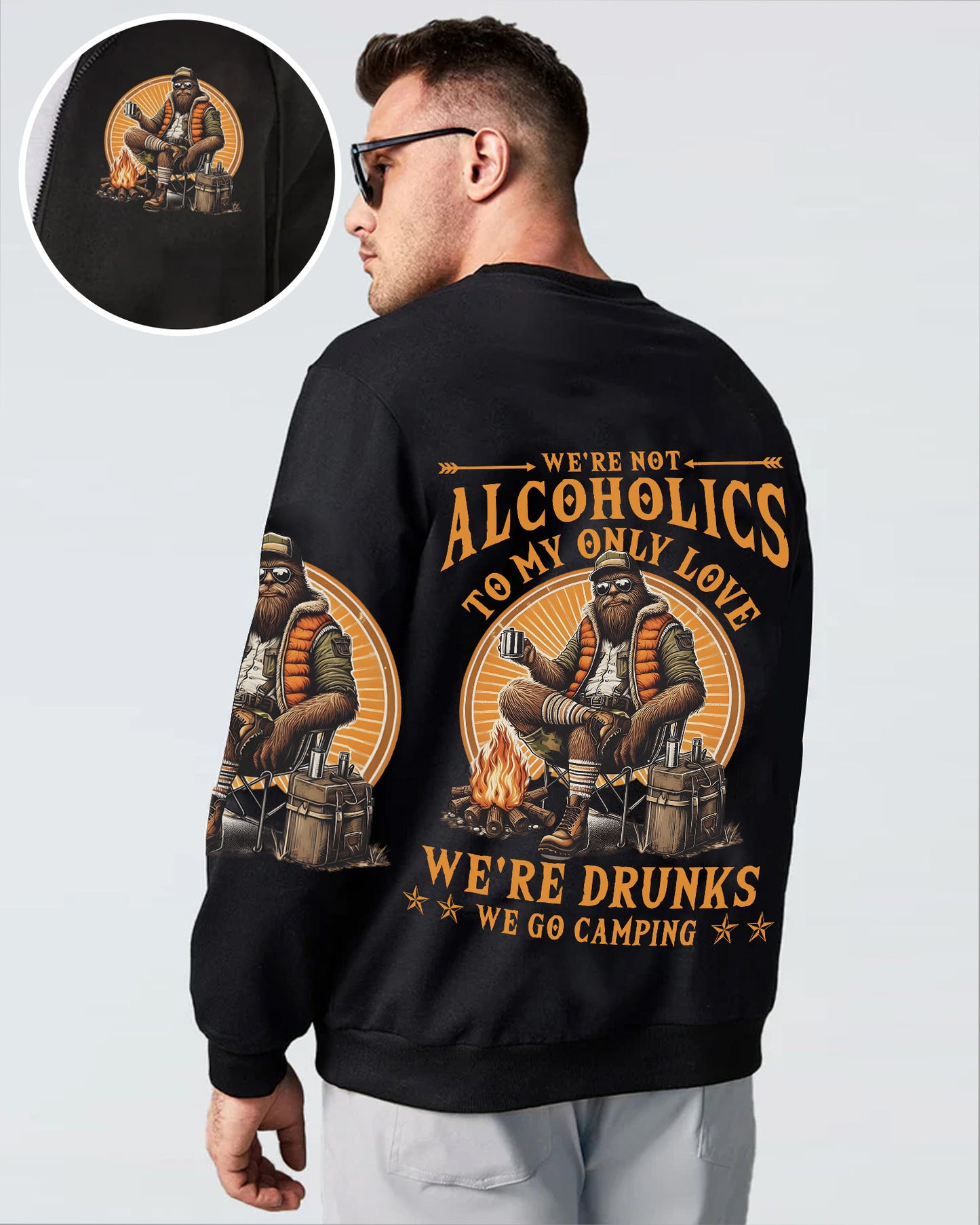 Not Alcoholics, Just Campers – Personalized Bigfoot All Over Print Shirt