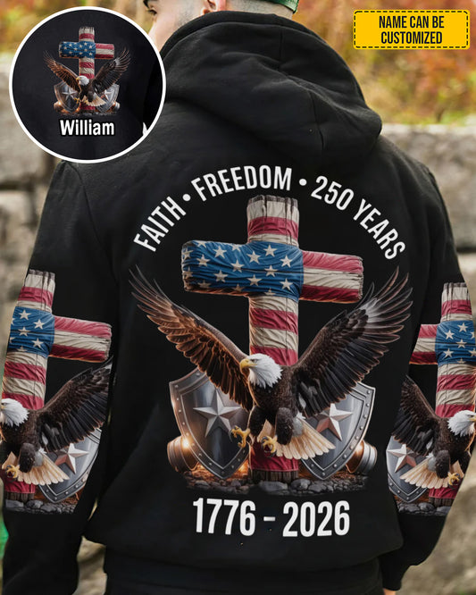 Faith Freedom 250 Years - Personalized Eagle All Over Print