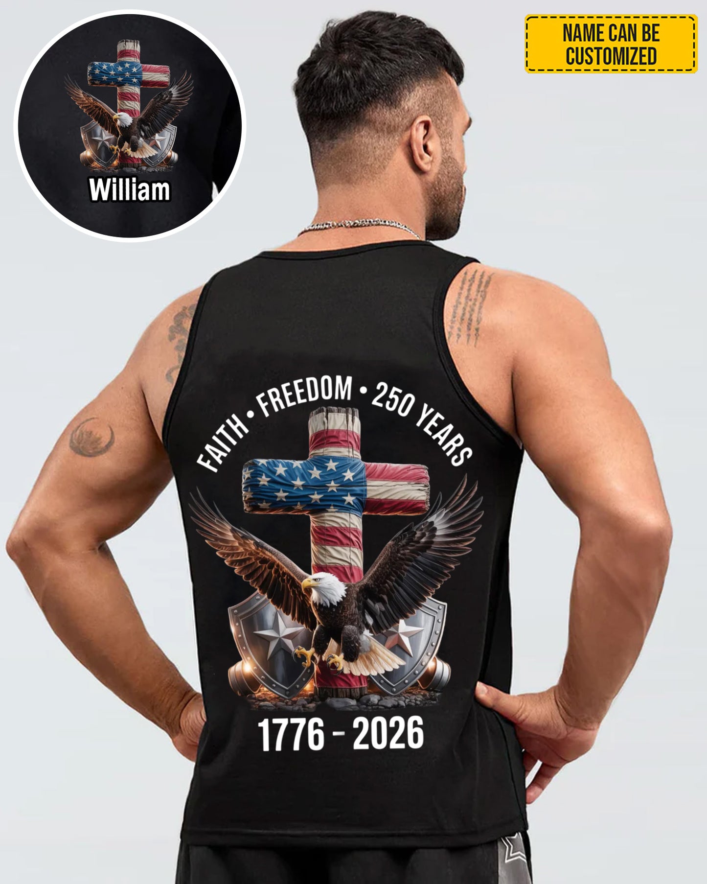 Faith Freedom 250 Years - Personalized Eagle All Over Print