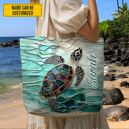 Turtle Ocean - Personalized Turtle Tote Bag