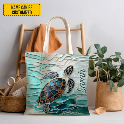 Turtle Ocean - Personalized Turtle Tote Bag