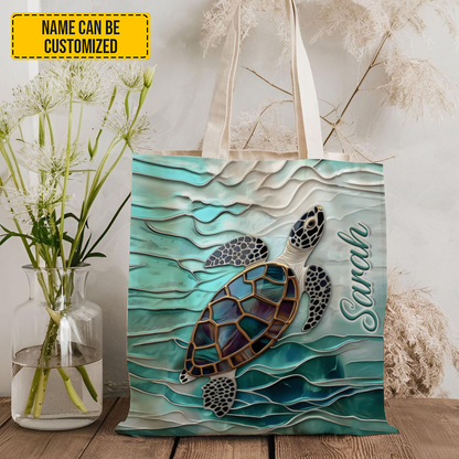 Turtle Ocean - Personalized Turtle Tote Bag