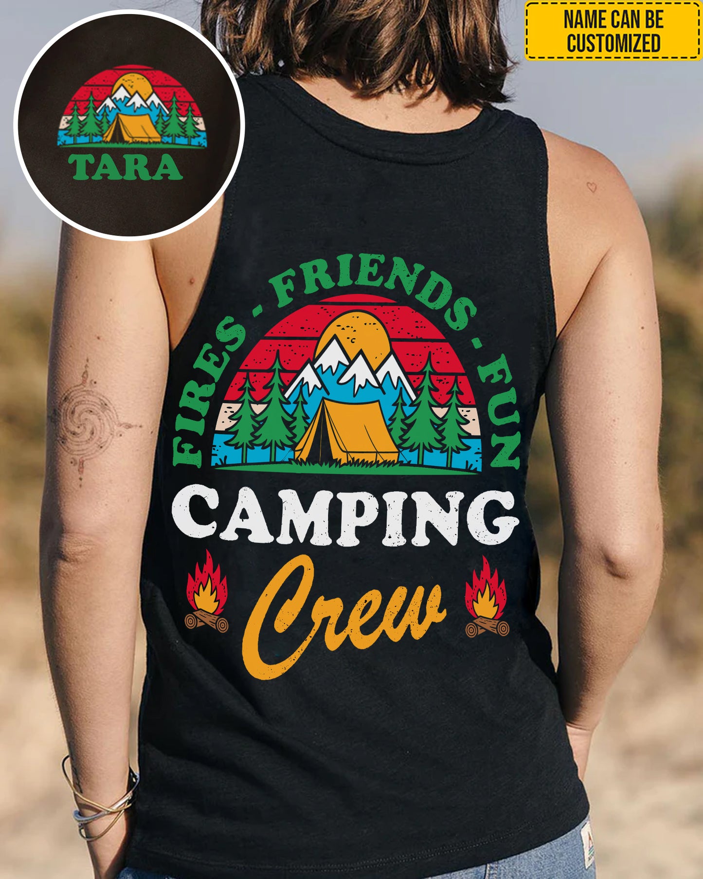 Fires, Friends, Fun Camping Crew – Personalized Camping All Over Print Shirt