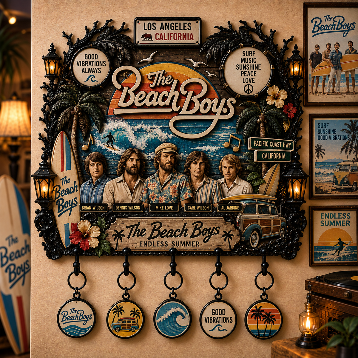 The Beach Boys Endless Summer Wall Key Holder – Good Vibrations California Surf Music Home Decor