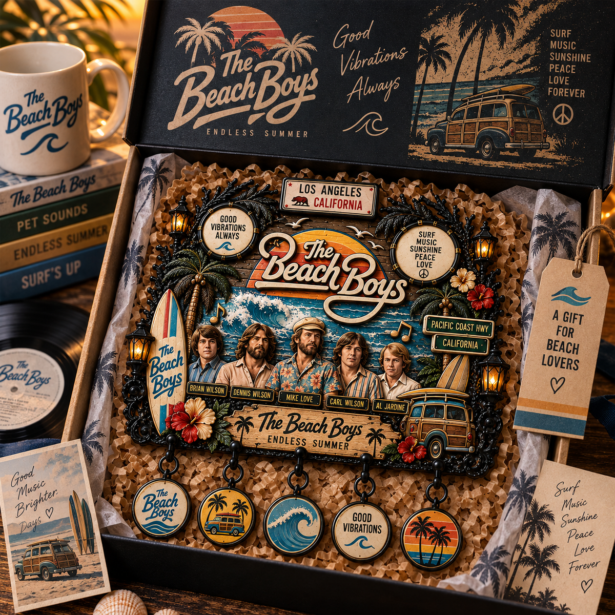 The Beach Boys Endless Summer Wall Key Holder – Good Vibrations California Surf Music Home Decor