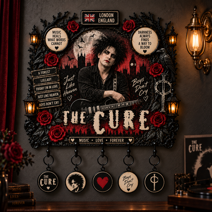 The Cure Boys Don’t Cry Wall Key Holder – Just Like Heaven Gothic Rock Music Home Decor