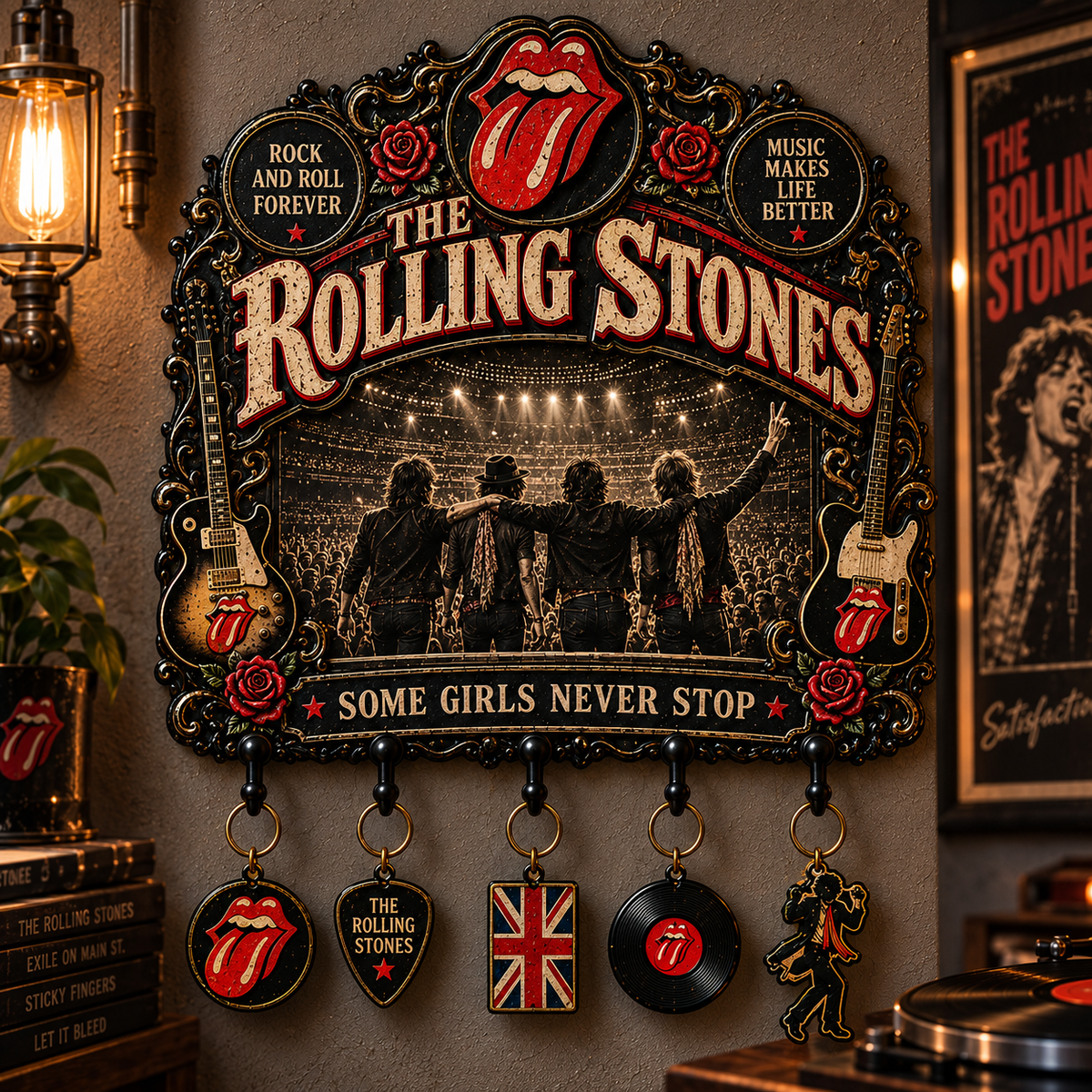 The Rolling Stones It’s Only Rock ’N’ Roll Vintage Key Holder – Music Legend Wall Key Rack