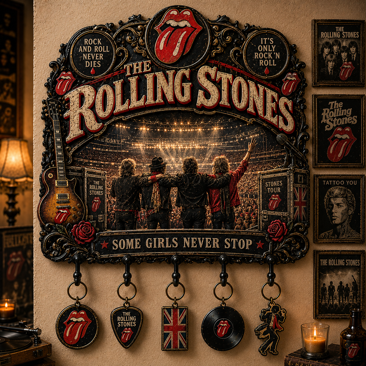 The Rolling Stones It’s Only Rock ’N’ Roll Vintage Key Holder – Music Legend Wall Key Rack