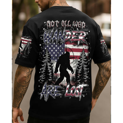 NOT ALL WHO WANDER ARE LOST BIGFOOT COMPASS ALL OVER PRINT SHIRT