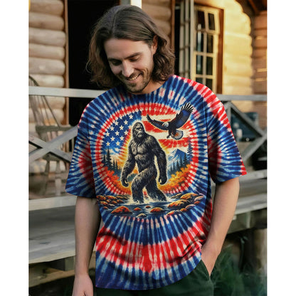 BIGFOOT EAGLE RED WHITE & BLUE SWIRL ALL OVER PRINT SHIRT