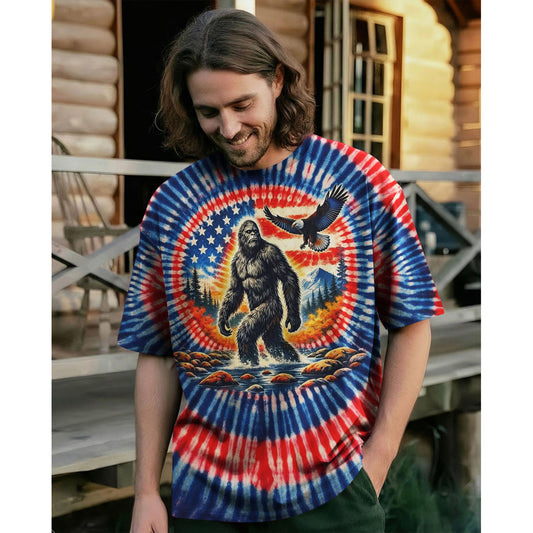 BIGFOOT EAGLE RED WHITE & BLUE SWIRL ALL OVER PRINT SHIRT
