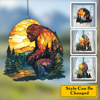 Wilderness Guardian – Bigfoot Stained Glass Suncatcher