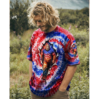 BIGFOOT RED WHITE AND BLUE SWIRL ALL OVER PRINT SHIRT