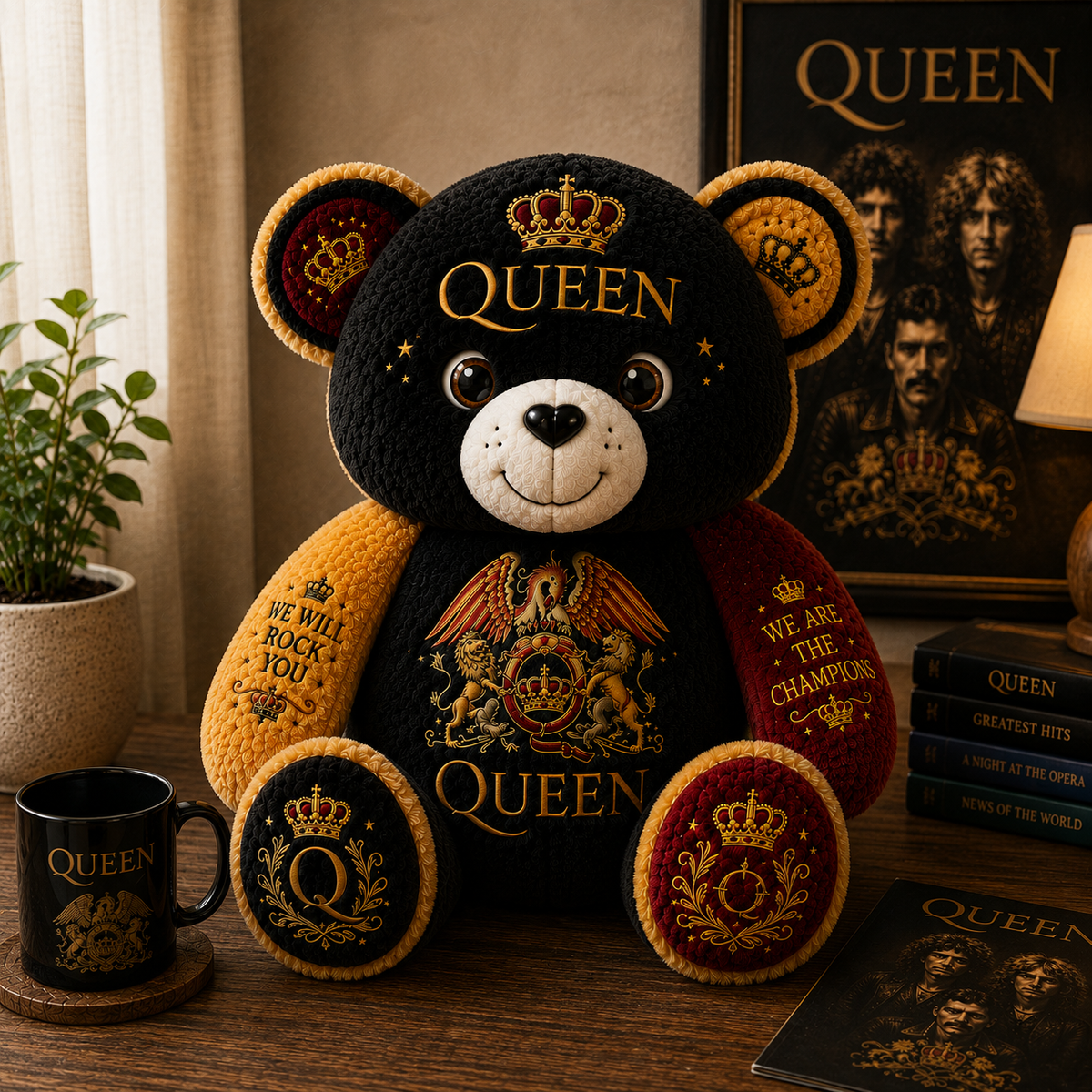 Queen Bear Custom Shaped Pillow – Gift for Classic Music Lover