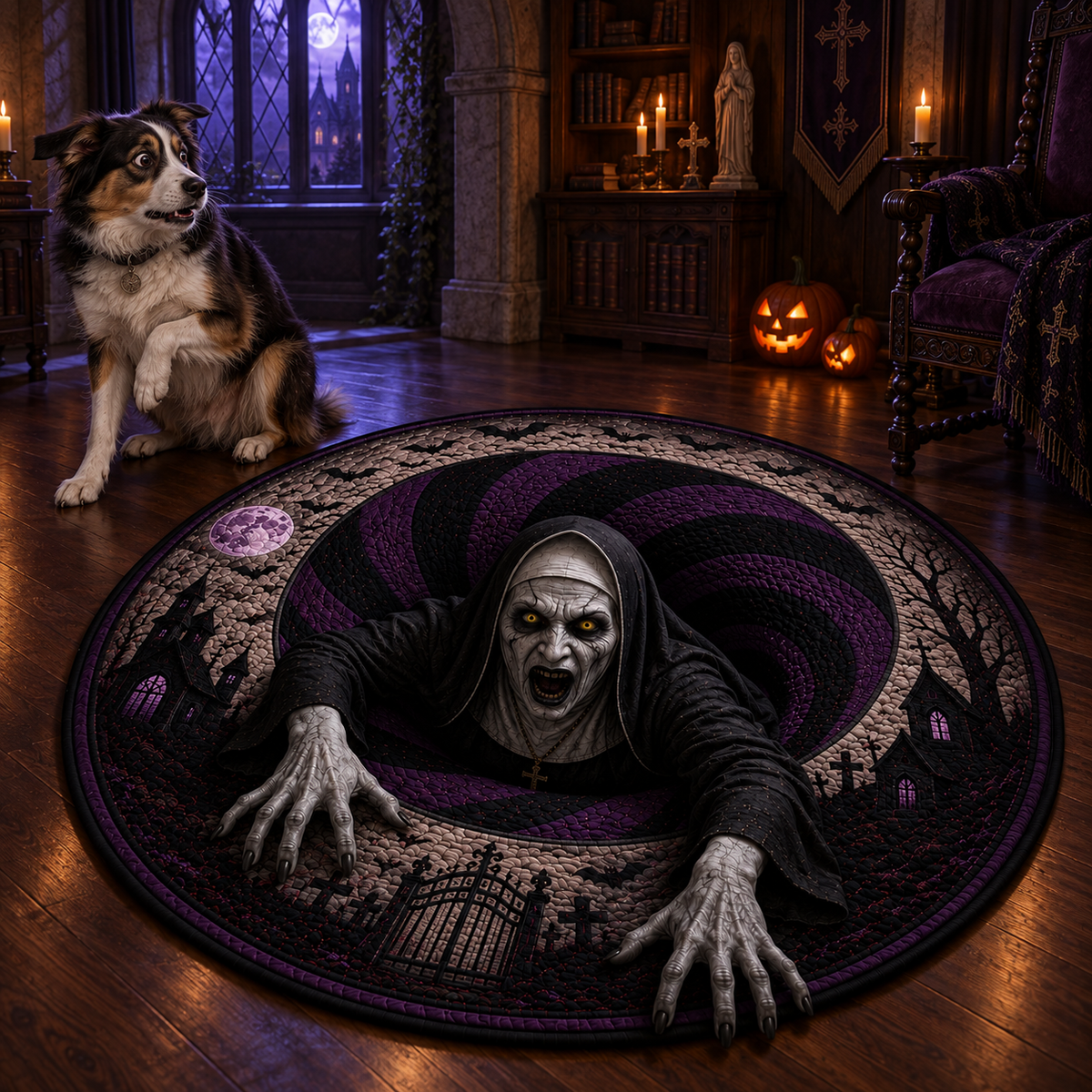 Valak The Nun 3D Illusion Halloween Round Rug