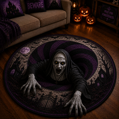 Valak The Nun 3D Illusion Halloween Round Rug