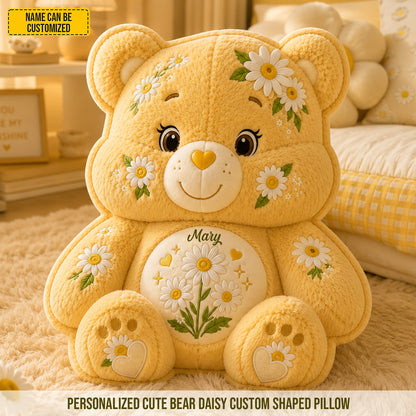 Personalized Cute Bear Daisy Custom Shaped Pillow