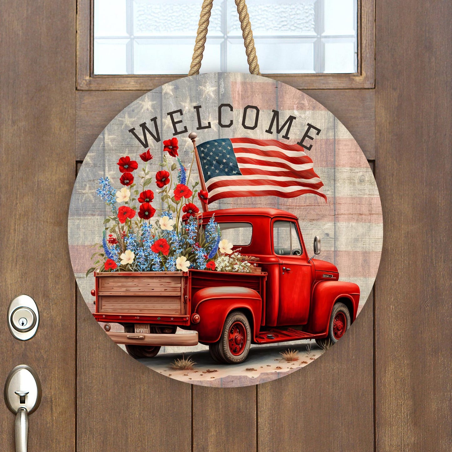 Country Truck  Patriotic Rustic Shaped Wood Sign - Gift For Country Lover's