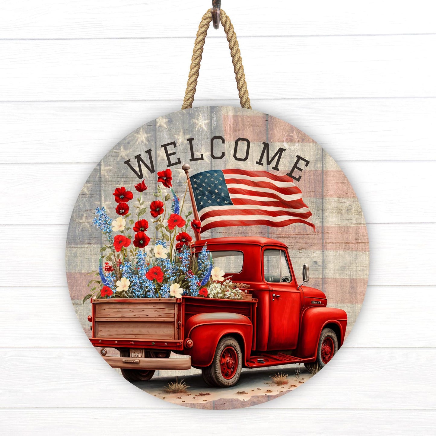 Country Truck  Patriotic Rustic Shaped Wood Sign - Gift For Country Lover's