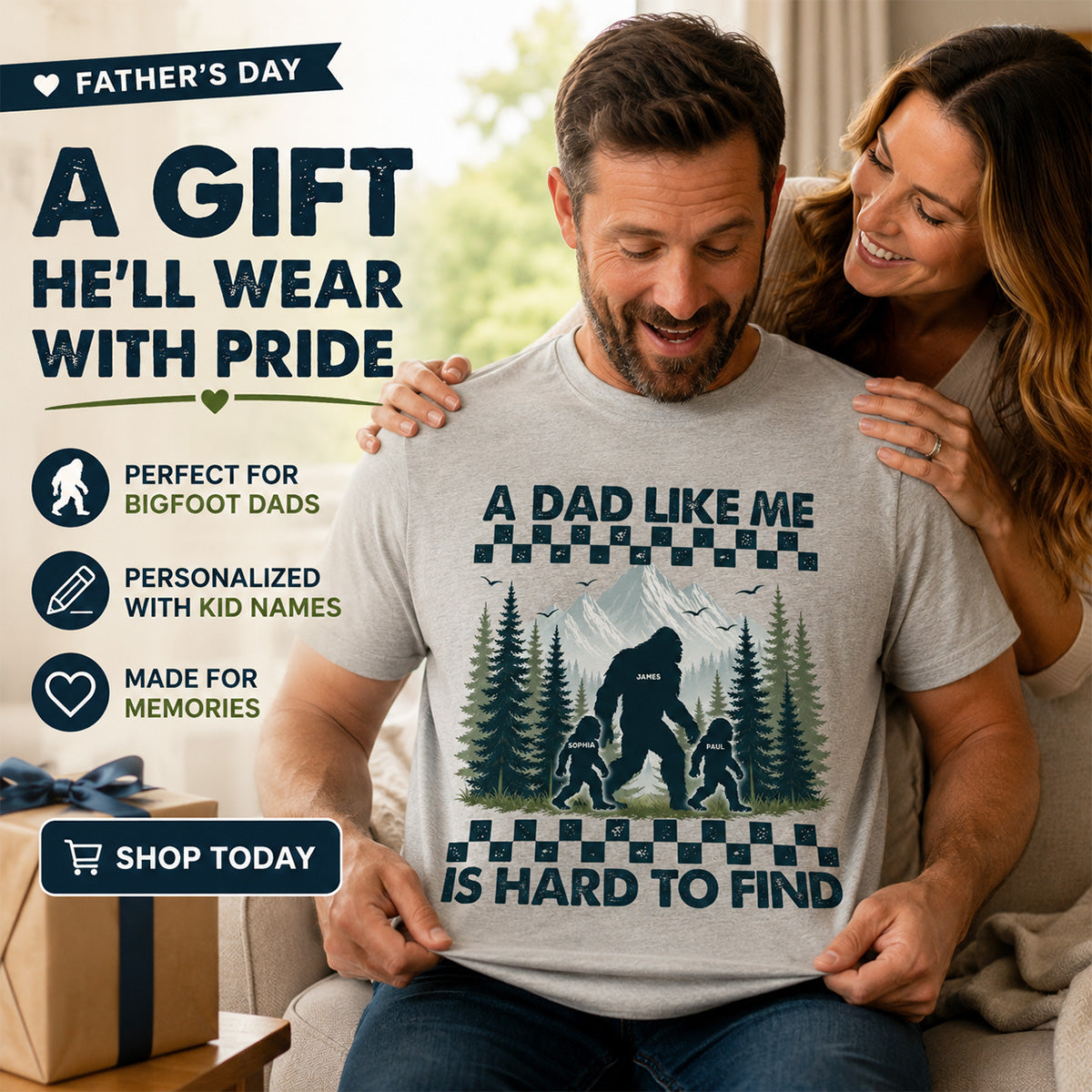 A Dad Like Me Is Hard To Find – Personalized Bigfoot Father’s Day Shirt