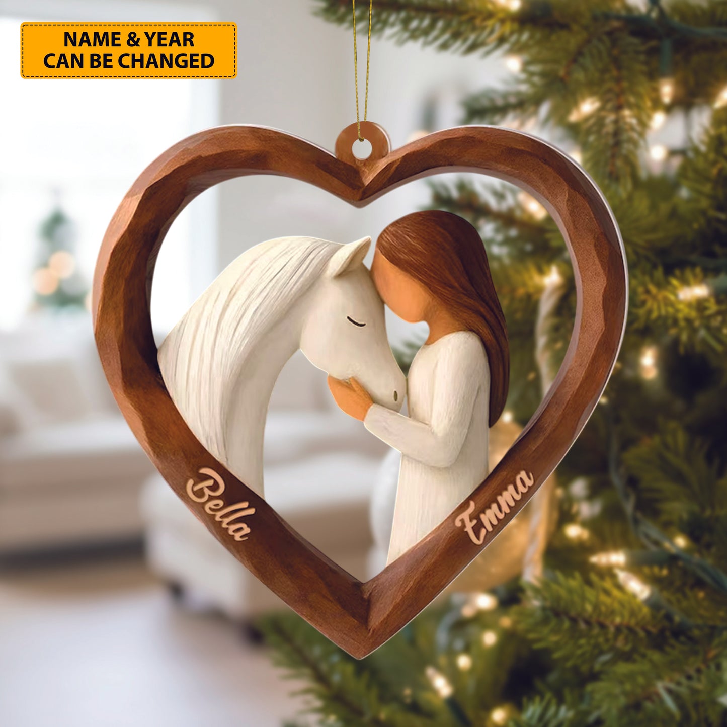 Personalized Horse Lover Heart Acrylic Ornament