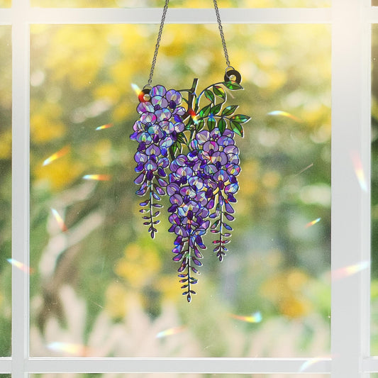 Wisteria Holographic Suncatcher Purple Acrylic Window