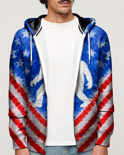 BIGFOOT FLAG RED WHITE & BLUE SWIRL ALL OVER PRINT SHIRT