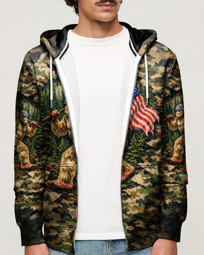 BIGFOOT WITH FLAG CAMOUFLAGE ALL OVER PRINT SHIRT