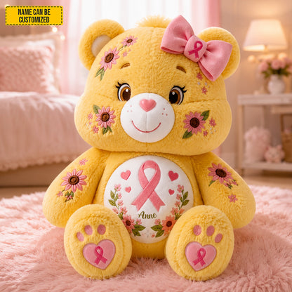 Personalized Pink Ribbon Bear Custom Shaped Pillow