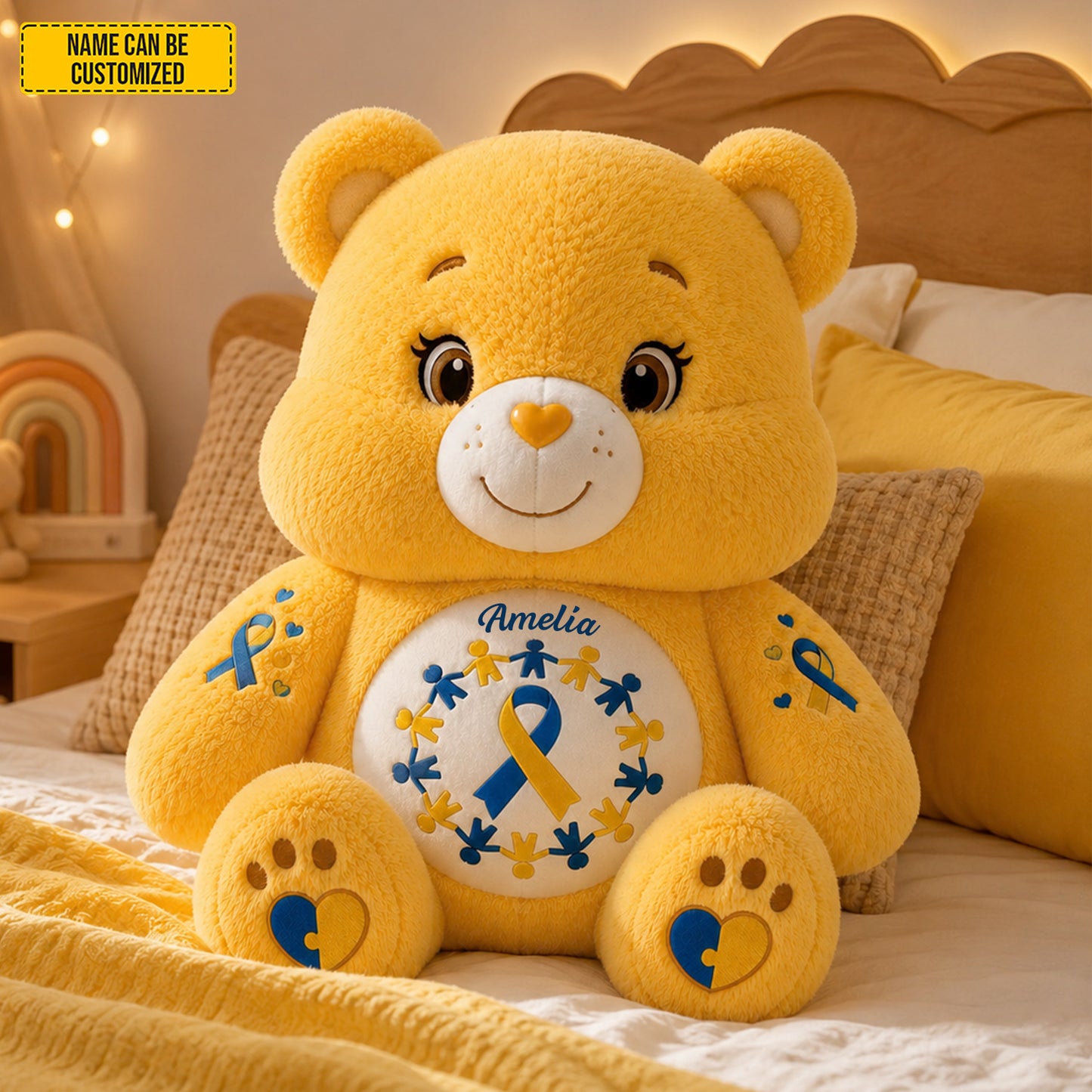 Personalized Down Syndrome Awareness Bear Custom Shape Pillow