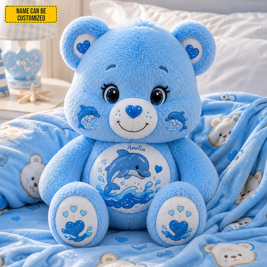 Personalized Dolphin Blue Bear Pillow