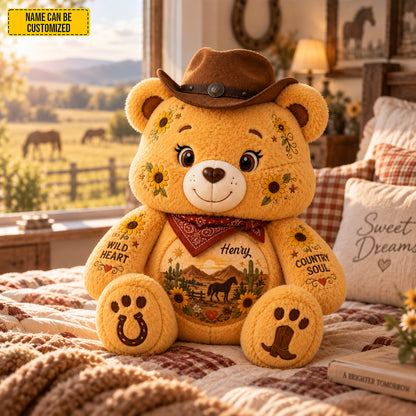 Wild Heart Country Soul - Personalized Bear Pillow