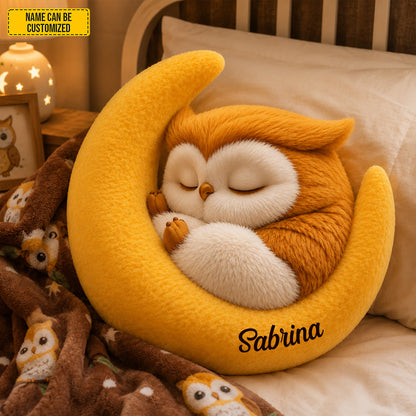 Personalized Sleeping Owl Moon Custom Shaped Pillow