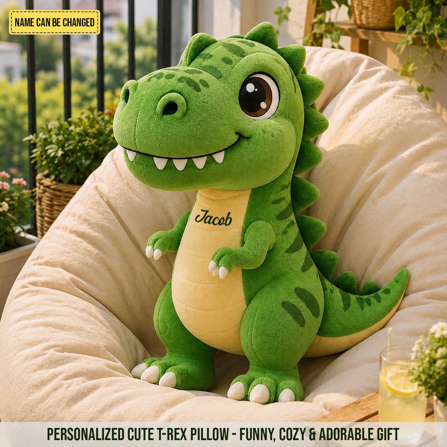 Personalized Cute T-Rex Custom Shaped Pillow