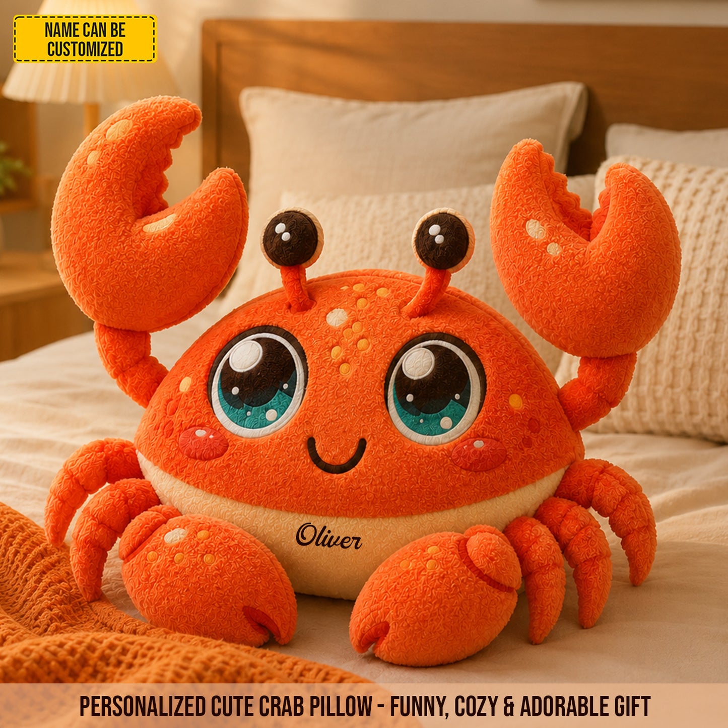 Personalized Happy Crab Custom Shape Pillow