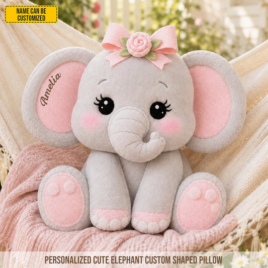 Personalized Cute Elephant Pillow