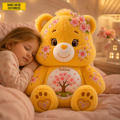 Personalized Cute Cherry Blossom Bear Pillow