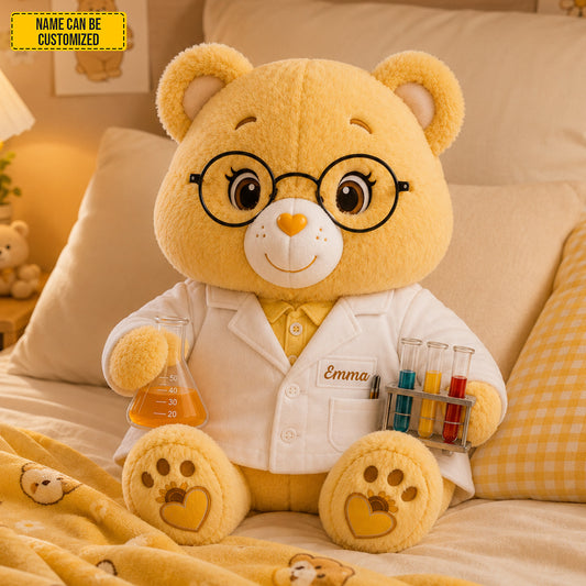 Personalized Scientist Bear Custom Shaped Pillow