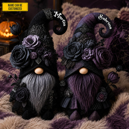 Personalized Gothic Witch Gnome Couple Pillow