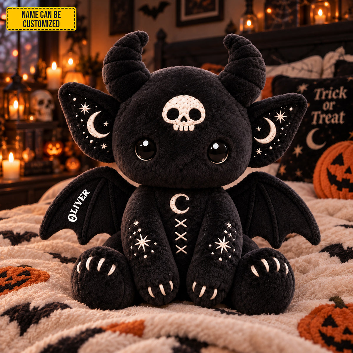 Personalized Gothic Bat Pillow – Halloween Gift