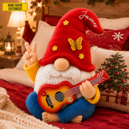 Personalized Peace, Love & Music Gnome Custom Shaped Pillow