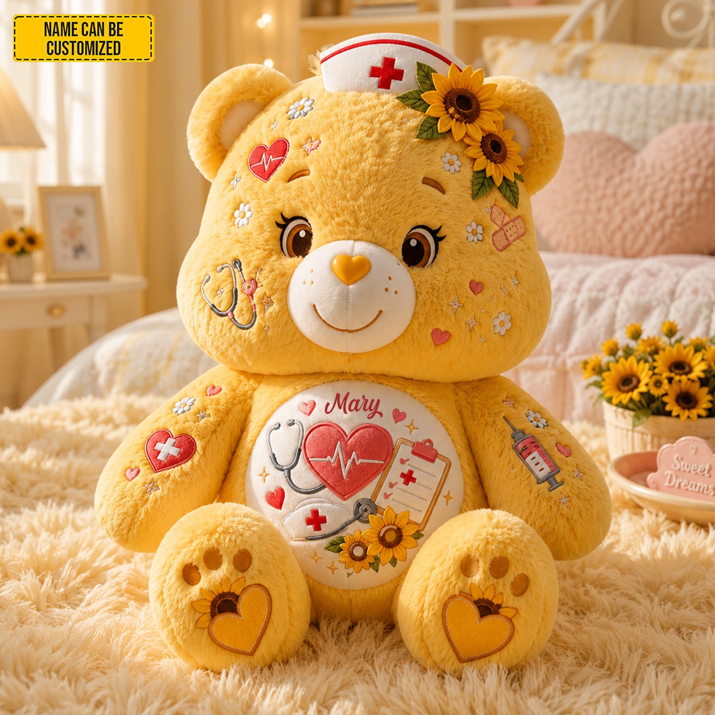 Personalized Nurse Bear Custom Shaped Pillow