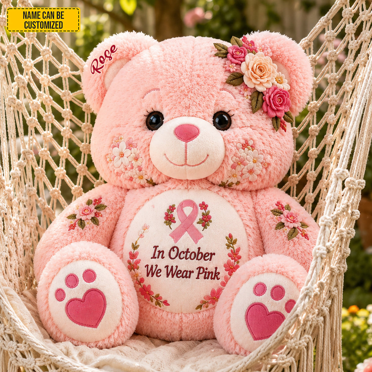 Personalized Breast Cancer Bear Pillow