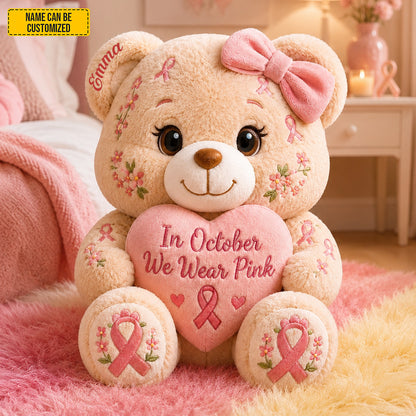 We Wear Pink - Personalized Bear Pillow