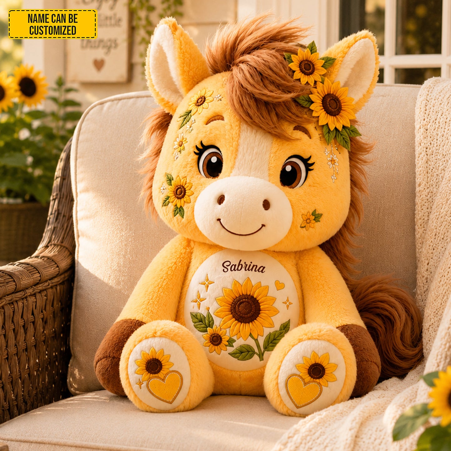 Personalized Sunflower Horse Custom Shape Pillow
